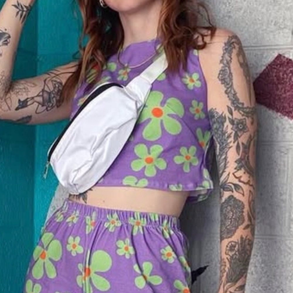 Floral Purple Crop Top